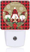 Christmas Gnome Red Black Plaid Night Light for Kids, LED Night Light Plug into Wall with Dusk to Dawn Sensor for Girls Boys Women Men Room Decor, Hallway, Kitchen, Bathroom, Nursery, Stairs