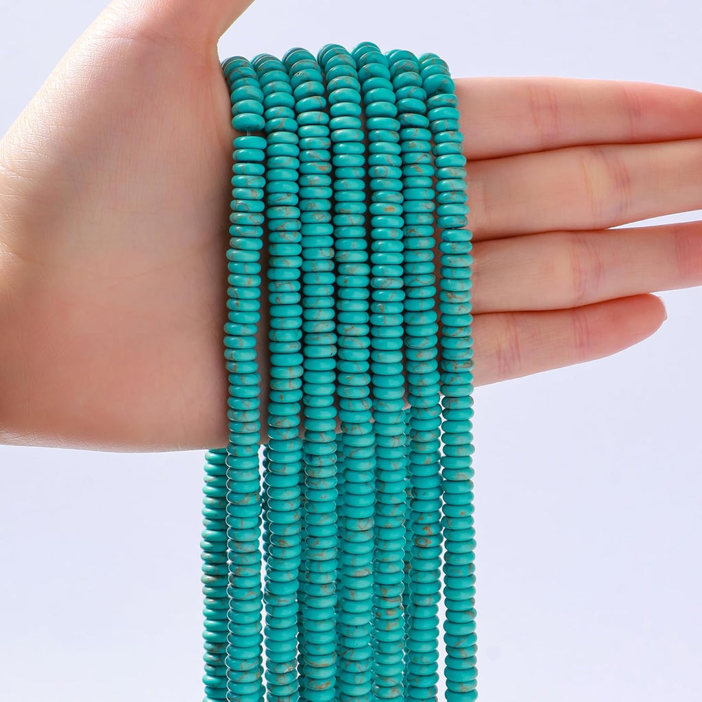 Natural Blue Turquoise Disk Stone Spacer Beads 6x2mm 38cm/str Flat Rondelle Loose Semi Gemstone Caps for Making Bracelets Necklace