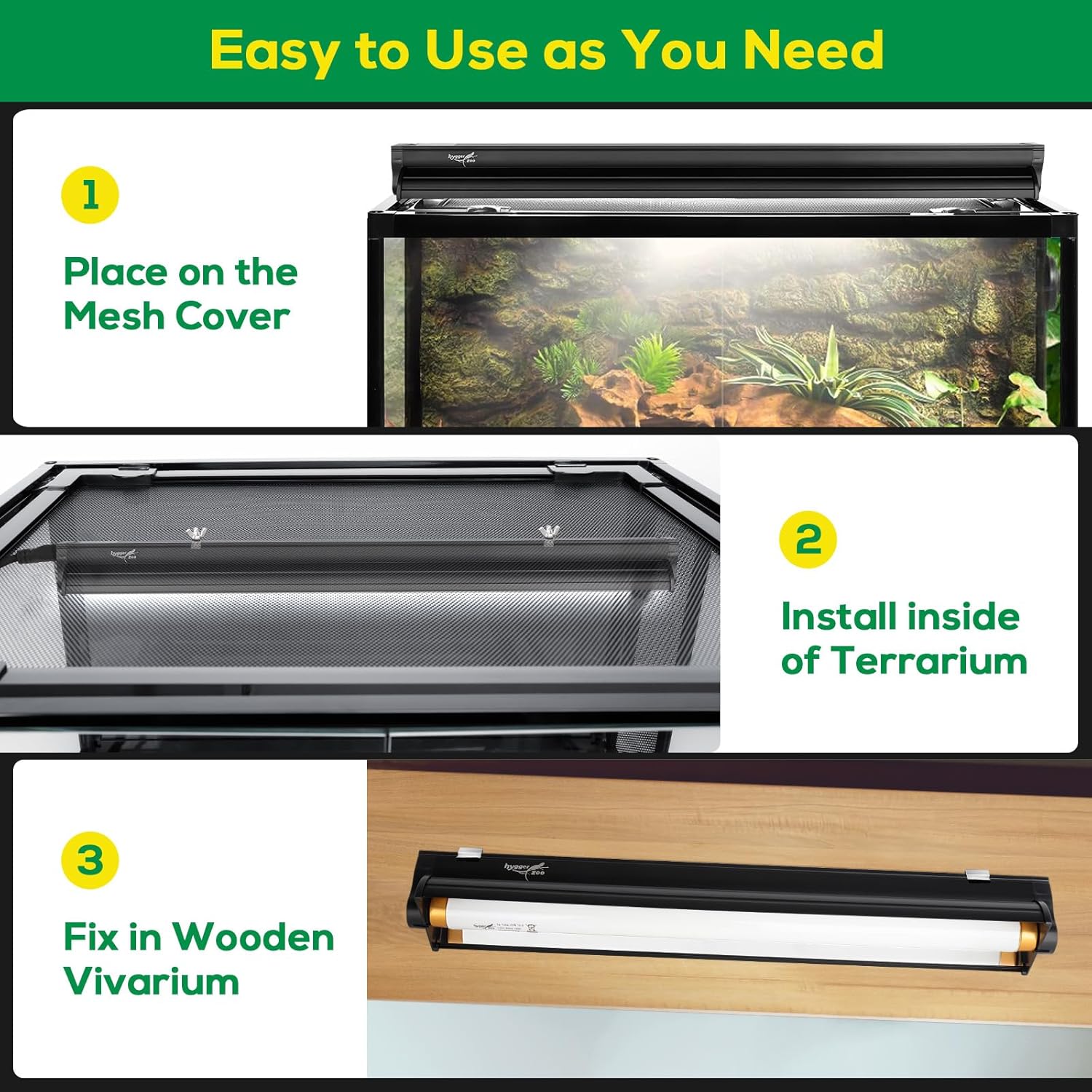 T5 UVB Reptile Light Fixture HO UVB Bulb Lighting Combo Kit, 10.0 UVB Light for Reptiles Terrarium Hood with 39W Reptile Light Bar UVA UVB Desert Lamp for Bearded Dragon Turtle Tank, 34Inch
