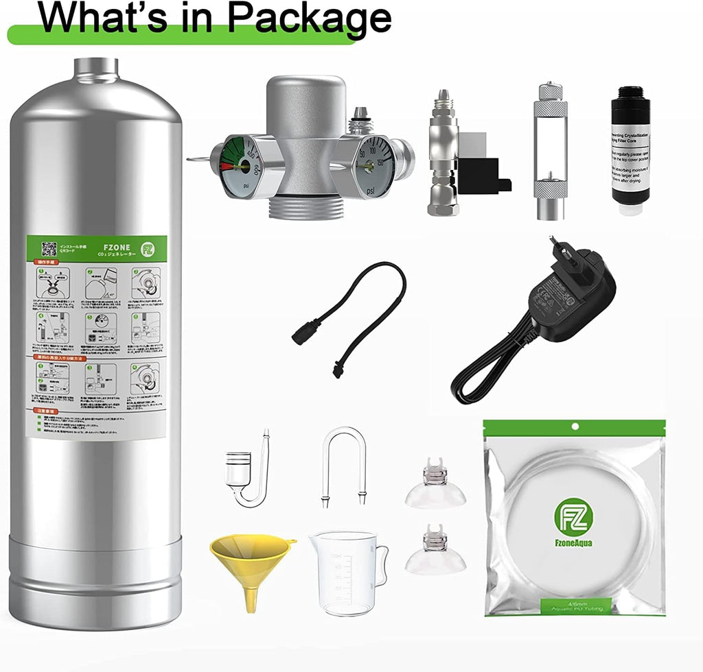 FZONE 4 L Aquarium CO2 Generator System Carbon Dioxide Reactor Kit with Regulator and Needle Valve for 600-800g Raw Material