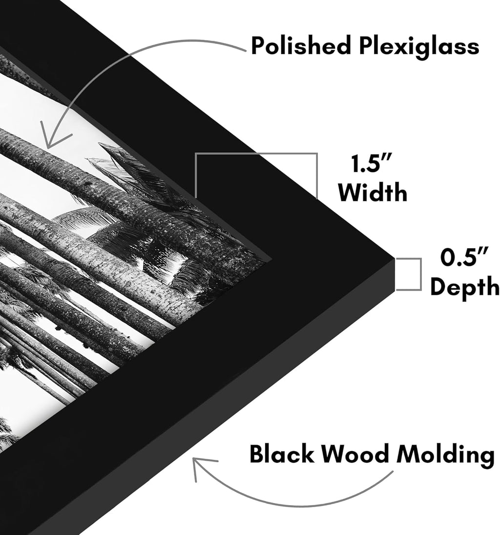Americanflat 18x22 Picture Frame with Polished Plexiglass - Black Picture Frame - Wide Photo Frames Made of Engineered Wood for Vertical or Horizontal Wall Display - Epic Collection - Black