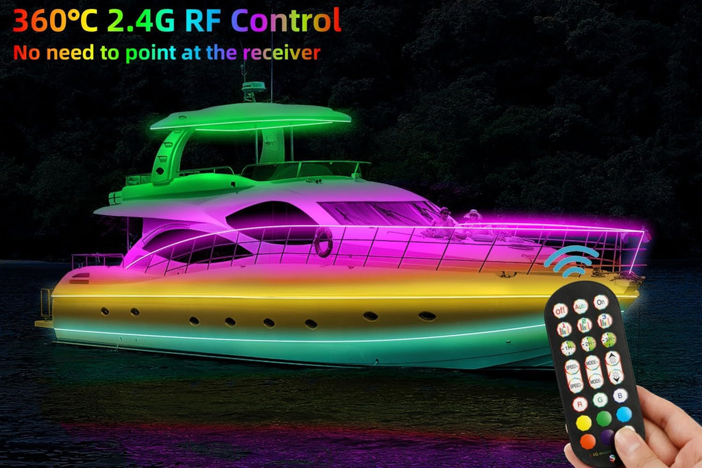 50FT Boat Lights Marine LED Strip Lights, IP66 Waterproof Pontoon Boat Light, 12V RGB Boat Interior Lights, Night Fishing Lights for Jon Boat, Bass Boat, Cabin, Deck, APP/RF Control