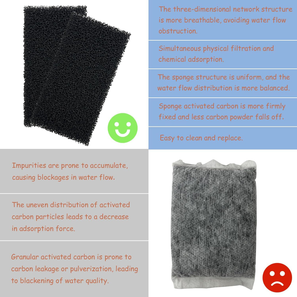SHIGATSU 12 Pack Replacement Aquarium Filter Sponge and Activated Carbon Pad for AquaClear 30 Power Filter, Maintenance Kit for 10 to 30 Gallon Fish Tank