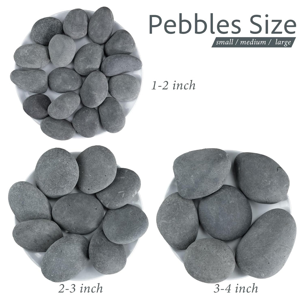 Large River Rocks for Landscaping, 40lbs Aquarium Rocks, 3-4 Inch Black Pebbles for Indoor Plants, Natural Stones for Garden Paving Plant Rocks Crafting Walkways
