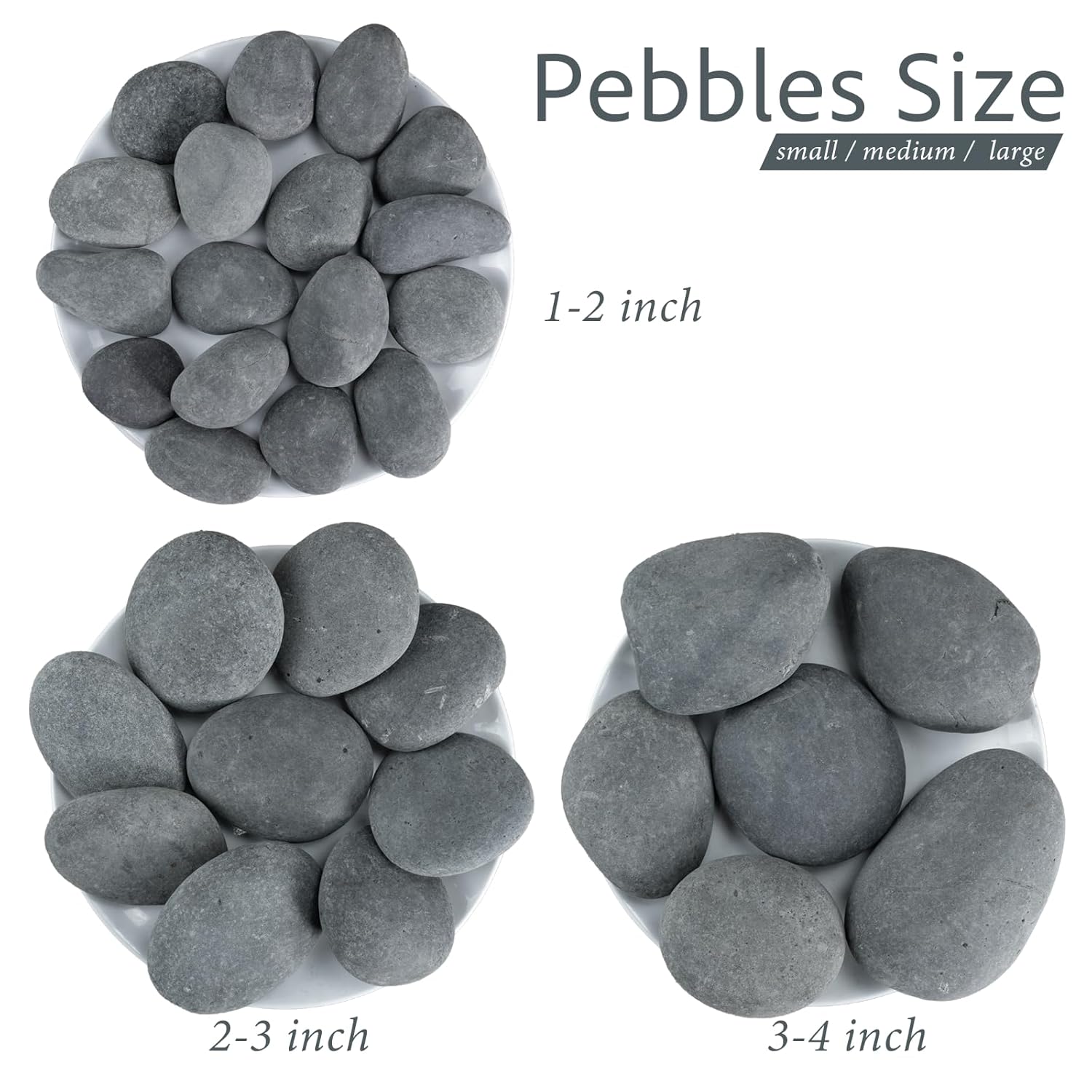 Large River Rocks for Landscaping, 40lbs Aquarium Rocks, 3-4 Inch Black Pebbles for Indoor Plants, Natural Stones for Garden Paving Plant Rocks Crafting Walkways