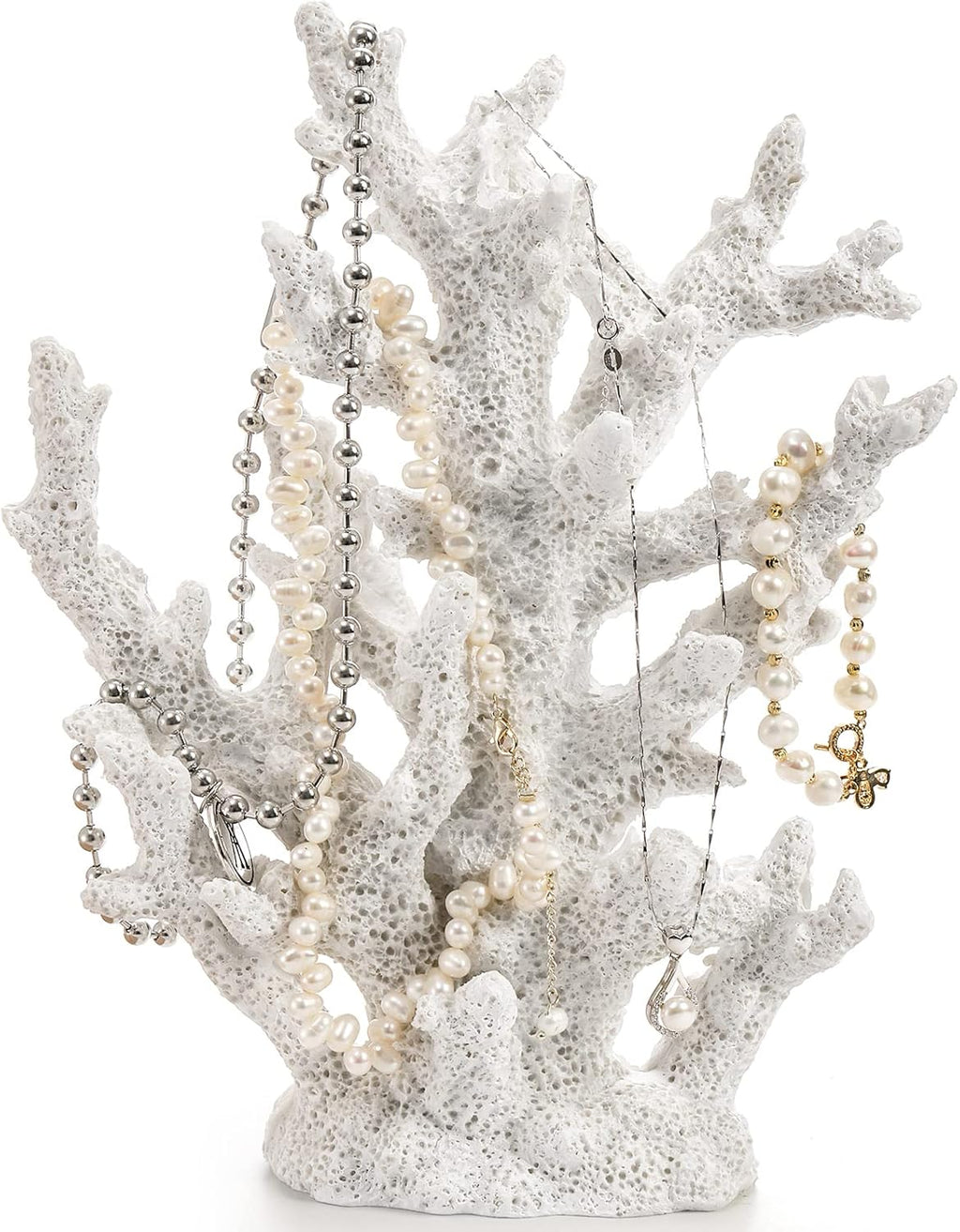 TOPZEA Artificial Coral Ornament, Resin Faux White Coral Reef Aquarium Decor Decorative Sea Stony Corals Realistic Underwater Aquatic Plant for Fish Tank Decoration, Bathroom, Living Room (Pack of 2)