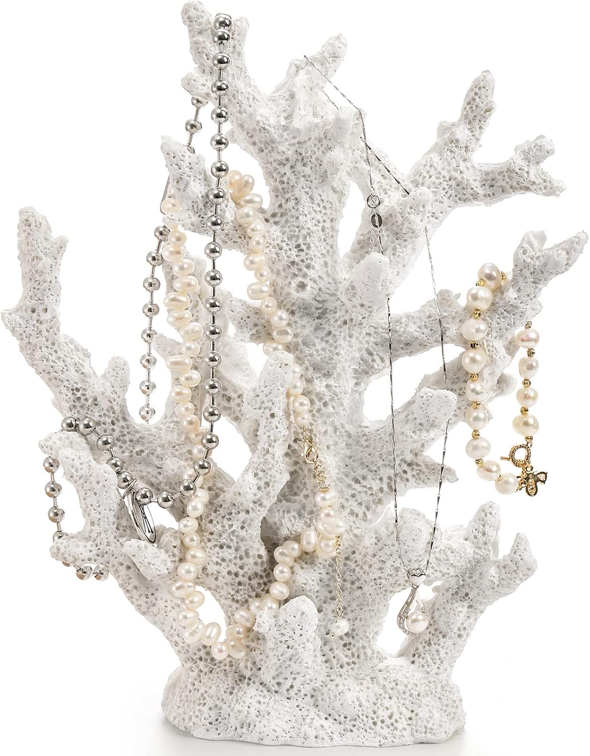 TOPZEA Artificial Coral Ornament, Resin Faux White Coral Reef Aquarium Decor Decorative Sea Stony Corals Realistic Underwater Aquatic Plant for Fish Tank Decoration, Bathroom, Living Room