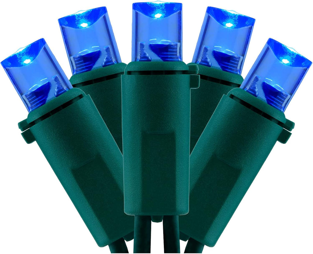 YULETIME 200 Blue Wide Angle LED Christmas Lights, 66 Feet Green Wire UL Certified 5mm Holiday String Light Set (Blue)
