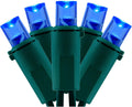 YULETIME 200 Blue Wide Angle LED Christmas Lights, 66 Feet Green Wire UL Certified 5mm Holiday String Light Set (Blue)