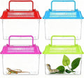 NOLITOY 4pcs Mini Portable Fish Tank: 3.7 * 5.9 * 4.3in Small Terrarium Critter Keeper for Fish Turtles Insects Hermit Crabs Bugs - Clear Reptile Enclosure Travel Carrier Box