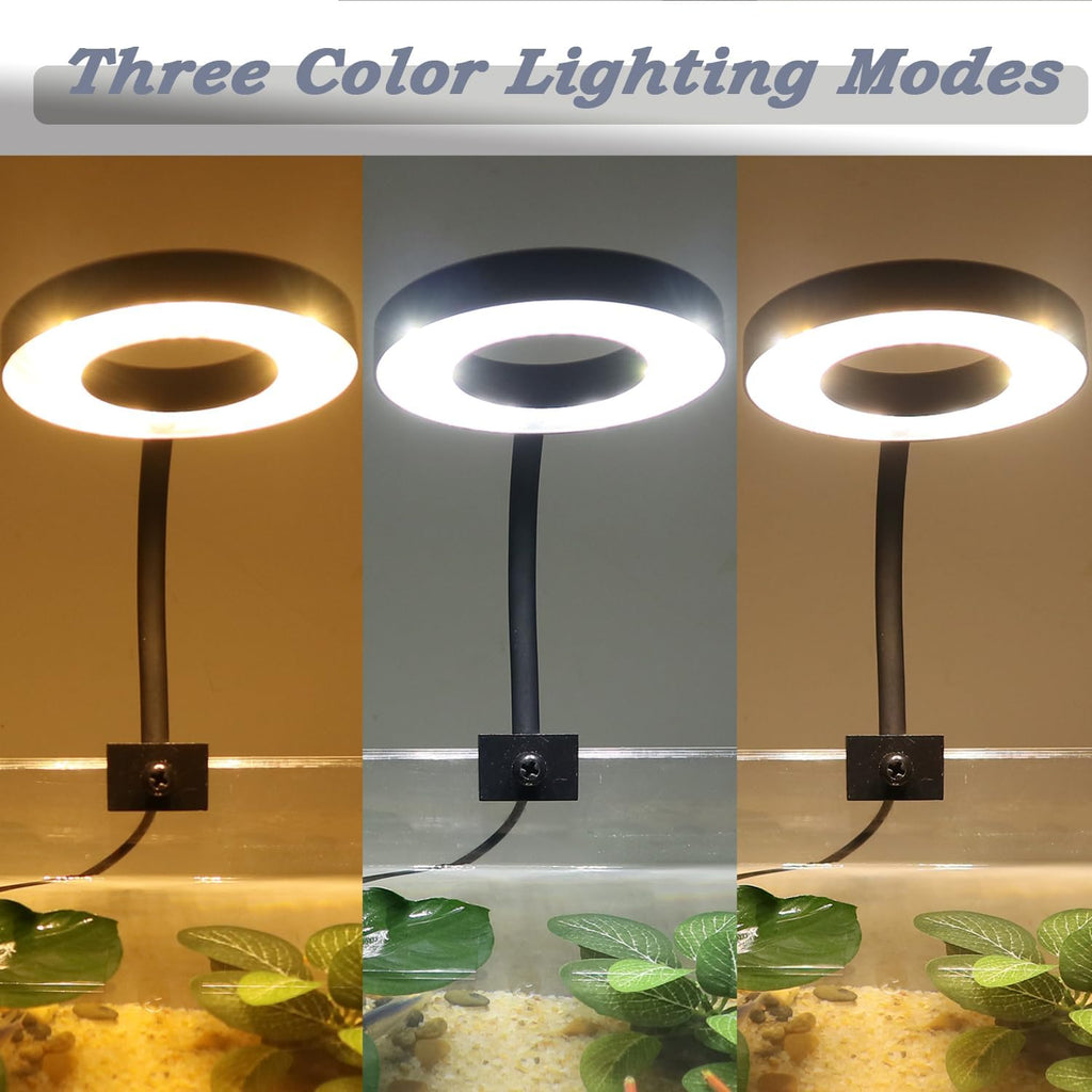 Upgraded Aquarium Light with Timer Clip On Fish Tank LED Light Small USB Light Dimmer Multi-Color White+Warm Yellow+Yellow 1 to 5 Gal (Adapter NOT Included)
