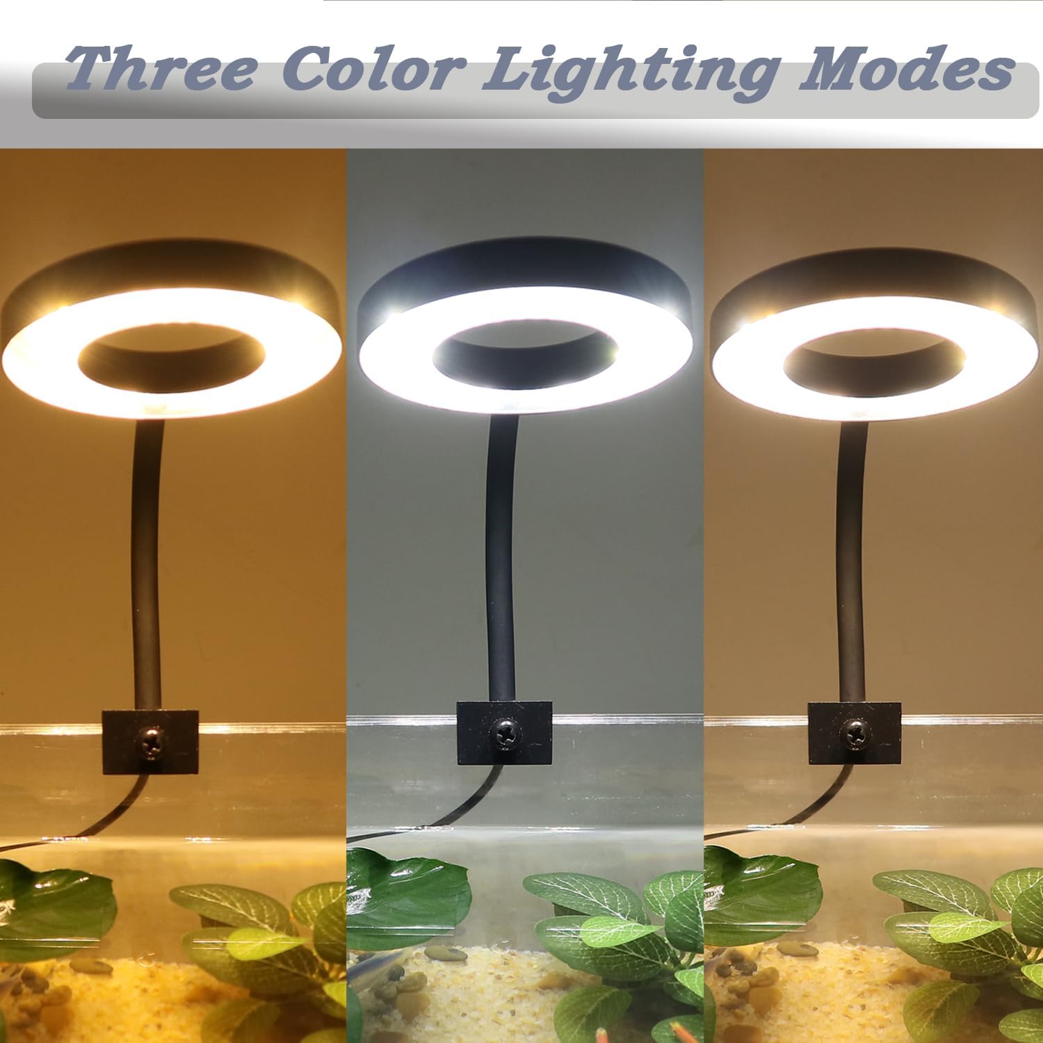 Upgraded Aquarium Light Clip On Fish Tank LED Light Small USB Light Dimmer Multi-Color White+Warm Yellow+Yellow 1 to 5 Gal (Adapter NOT Included, No Timer)