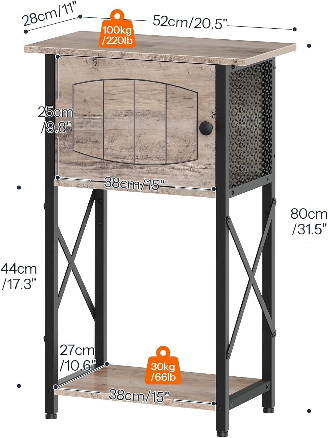 HOOBRO 10 Gallon Aquarium Stand, Fish Tank Stand with Cabinet Storage, Reptile Turtle Tank Stand with Metal Frame, 20.5" L x 11" W , 220 LBS Capacity, Greige BG28FT01