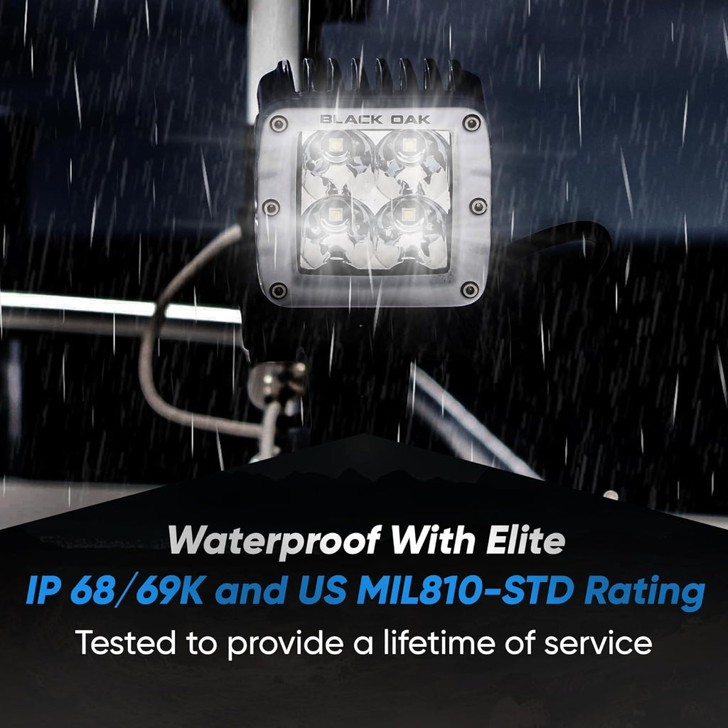 Black Oak LED Pro Series 3.0 Marine 2 Inch POD Light: Spot 40W CREE XM-L2 (1 Pack) Includes Brackets and Wiring Harness, Waterproof Lighting for Offroad Trucks, ATV, UTV, Boats