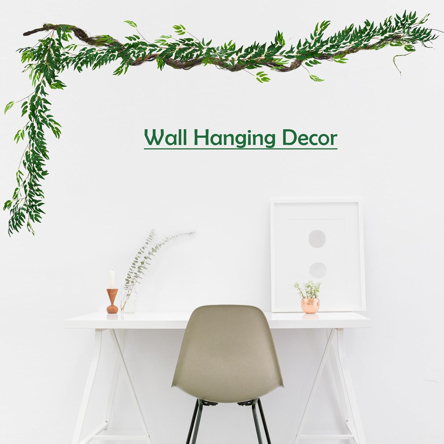 70.9inch Fake Long Craft Tree Vines Artificial Tree Branches Trunk Ivy Foliage Floral Leaf Garland Plants Wistera Twigs for Wall Hanging Outdoor Room Front Door Home Halloween Decoration
