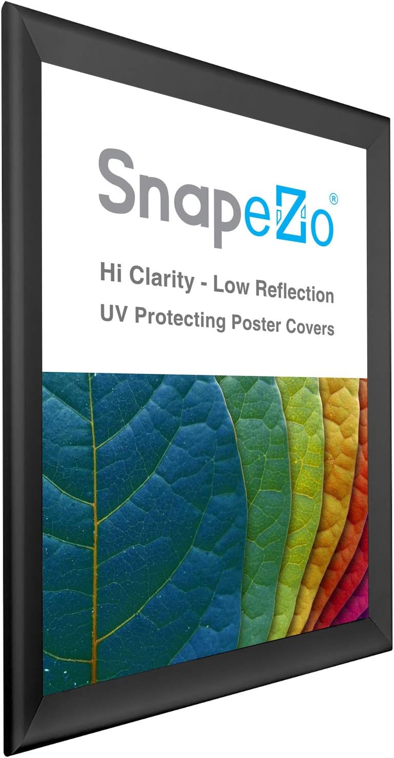 SnapeZo Black 33x46 Poster Frame, 1.7" Aluminum Profile, Front-Loading Snap Frame, Wall Mounting, Wide Series
