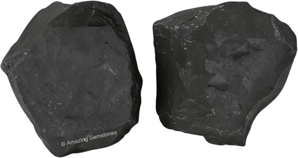 Amazing Gemstone 2 Pieces Shungite Raw Crystals and Healing Stones, Natural Rocks for Tumbling and DIY Raw Stones and Crystals