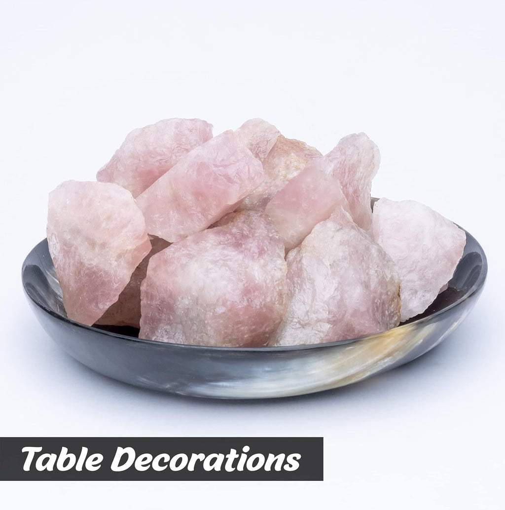 Crocon 2LB Rose Quartz Rough Bulk Natural Stone Raw Stone Tumbling Cabbing Polishing Mining Chakra Balancing Meditation Reiki Healing Good Luck Home Office Decor