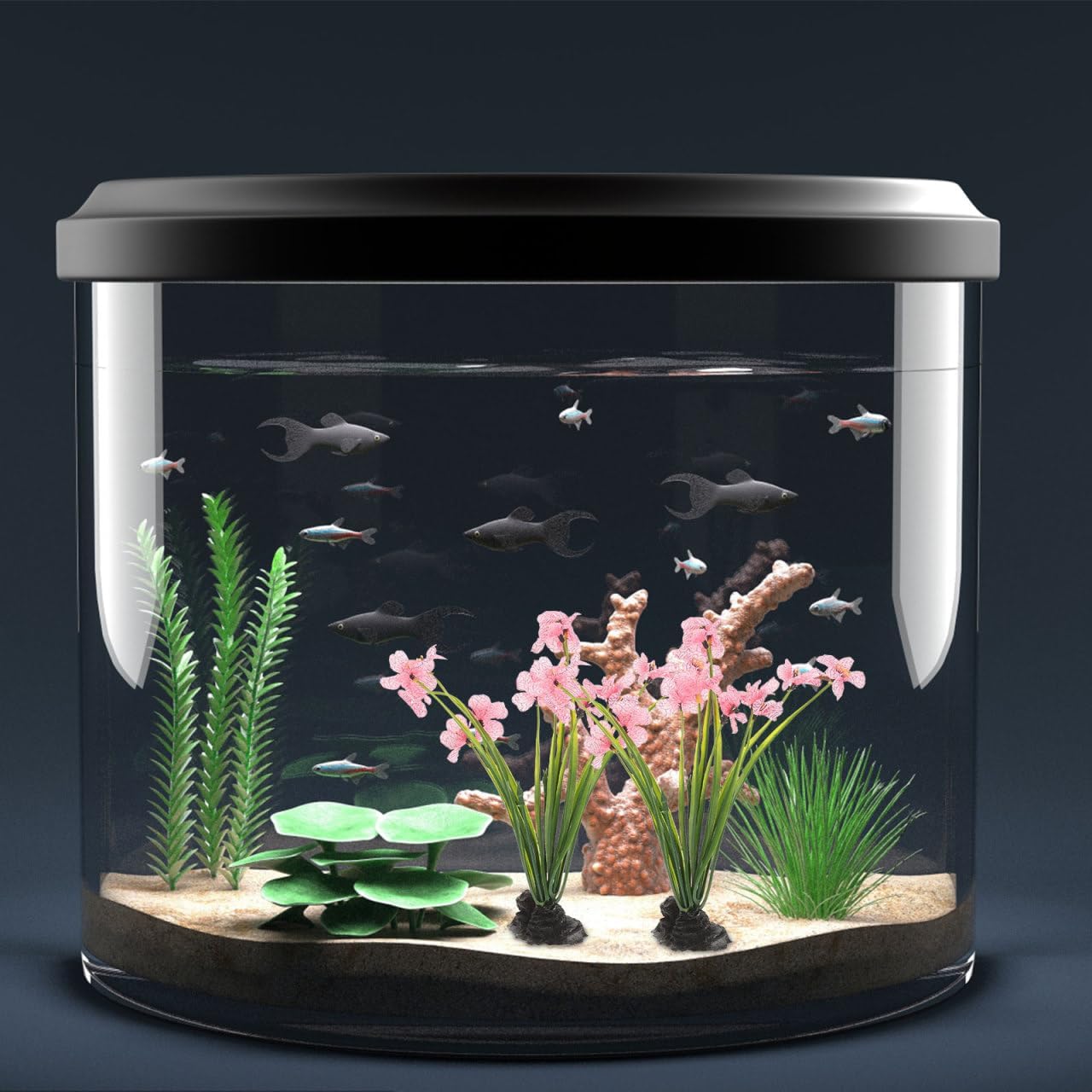 POPETPOP Aquarium Artificial Plastic Plants Decoration: 2pcs Aquarium Artificial Plants Decoration Ornament Fish Tank Hides Accessories