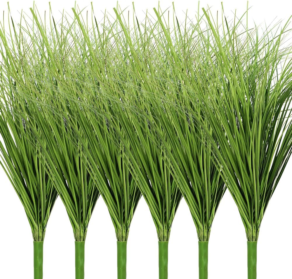 Melorca&Guilla Artificial Plants 6PCS 21.5“ Fake Tall Onion Grass,Faux Grass Plant,Artificial Greenery Shrubs Bushes for Garden Porch Window Box Shop Office Home Décor