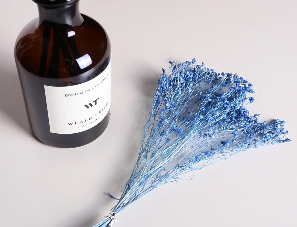WEALD TRIBE Flower Reed Diffuser Set Cashmere Vanilla Scent for Bathroom Air Fresheners | 4.0 fl oz Essential Oils with Sticks Home Fragrance Defusers | House Bedroom Office Shelf Decor & Gift