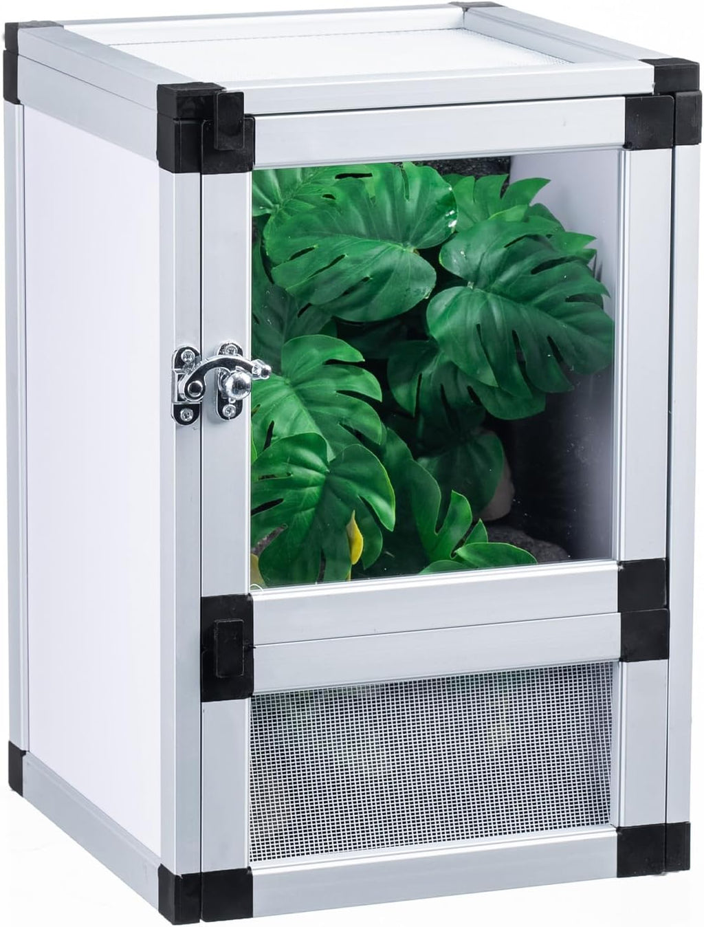 Jumping Spider Enclosure, Small Reptile Cage Hatching Habitat, Toxirium 8" x 8" x 12" Screen & Acrylic Doors, Ventilated Terrarium for Lizards, Snakes, Frogs, Easy Assembly, Two Doors