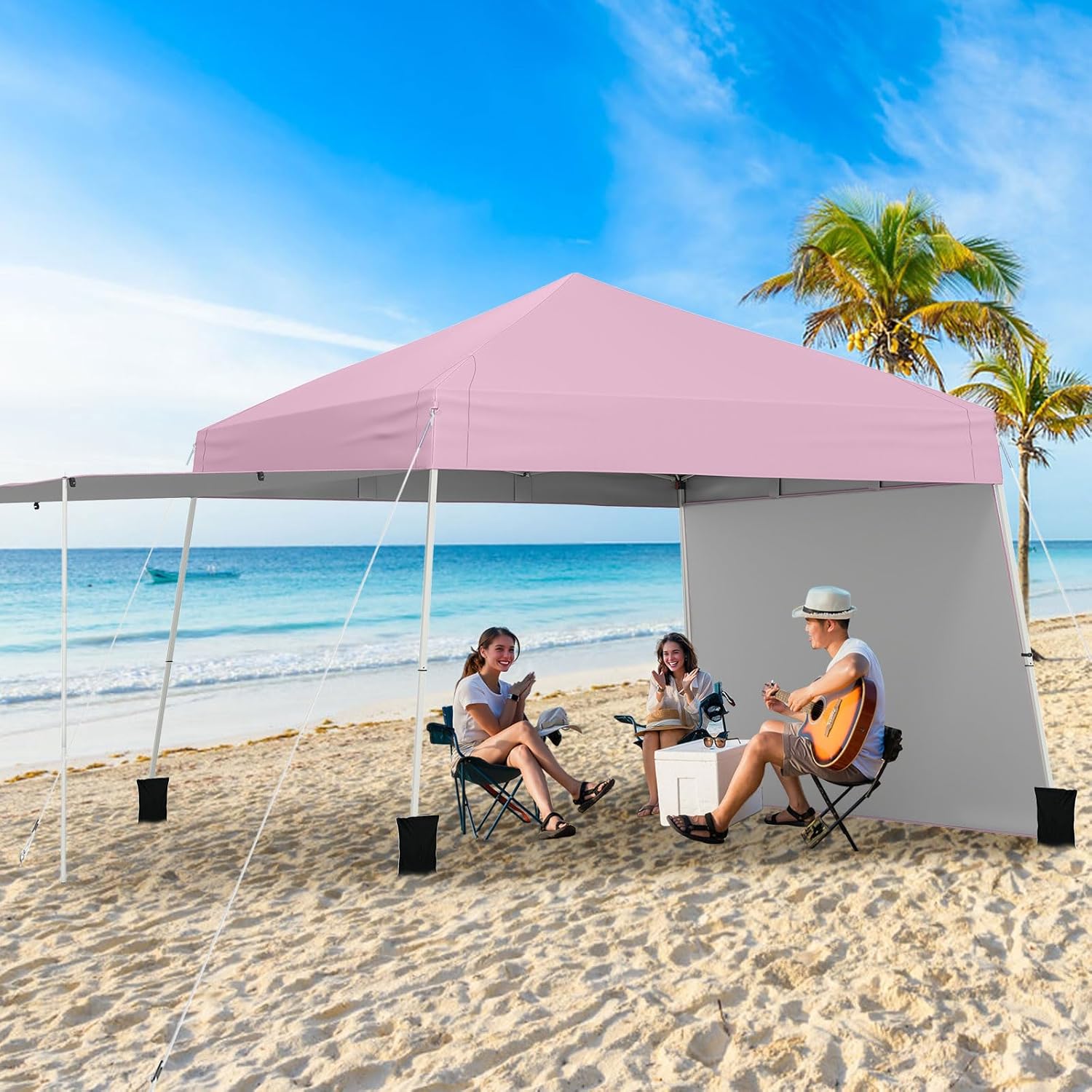 Tangkula 10x9.2 Ft Pop up Canopy with Sidewalls, UPF50+ Outdoor Tent with 8 Stakes, 4 Wind Ropes, Carry Bag, Portable Canopy Tent with Awnings for Camping, Patio, Market