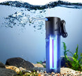 Flexzion Aquarium Filter U-V, 100 Gallon Fish Tank Filter with U-V Light for Green Control Cleaning, 200GPH Submersible Aquarium Pump for Turtle Tank, Freshwater Crystal Clear & Saltwater