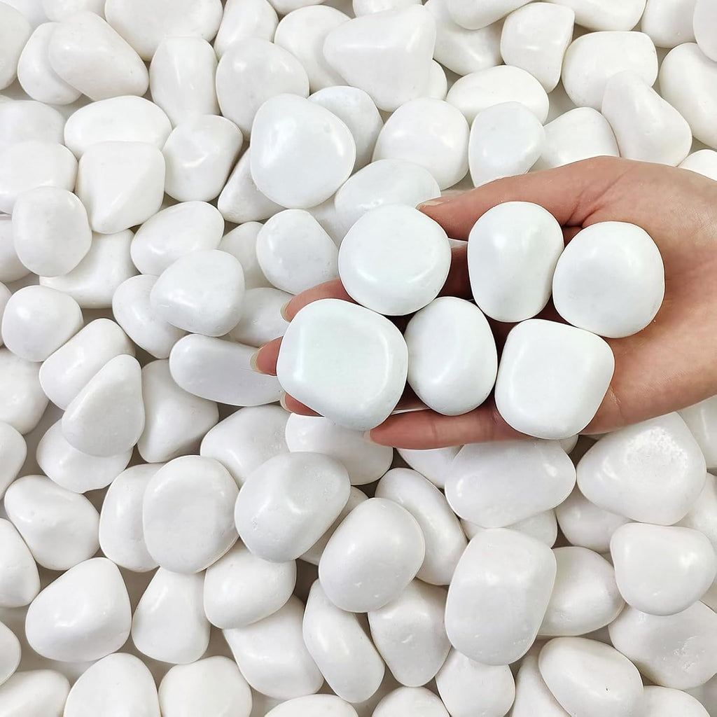5 lbs White River Rocks, Polished Pebbles for Indoor Plants, 2-3 inch Decorative White Stones for Plants Vase Garden and Landscaping Rocks