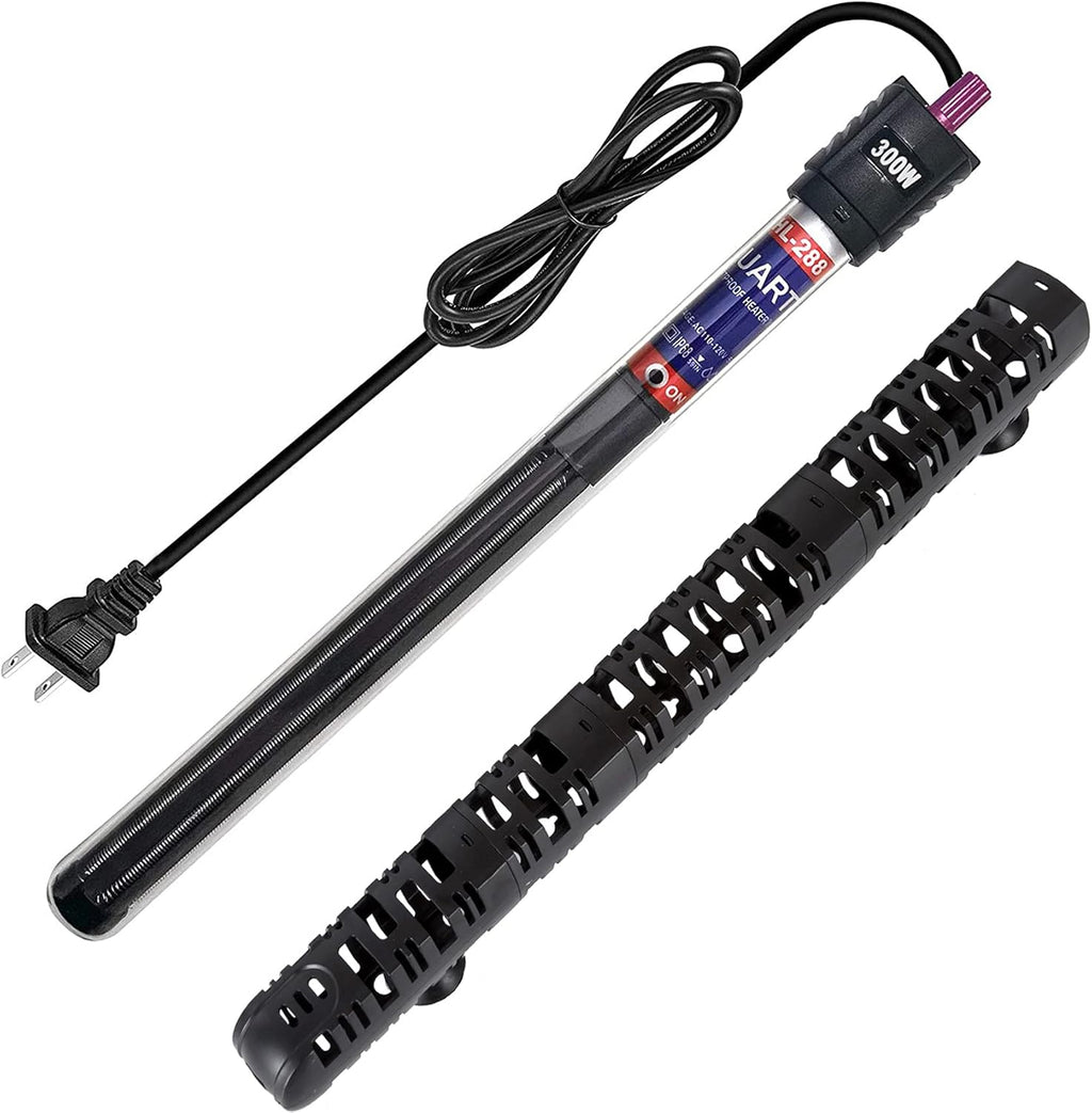 100W/300W/500W Aquarium Heater Submersible 10-90 Gallon 300 Watt Fish Tank Heater with Durable Quartz Glass Protective Sleeve Auto Thermostat for Fresh Water and Salt Water