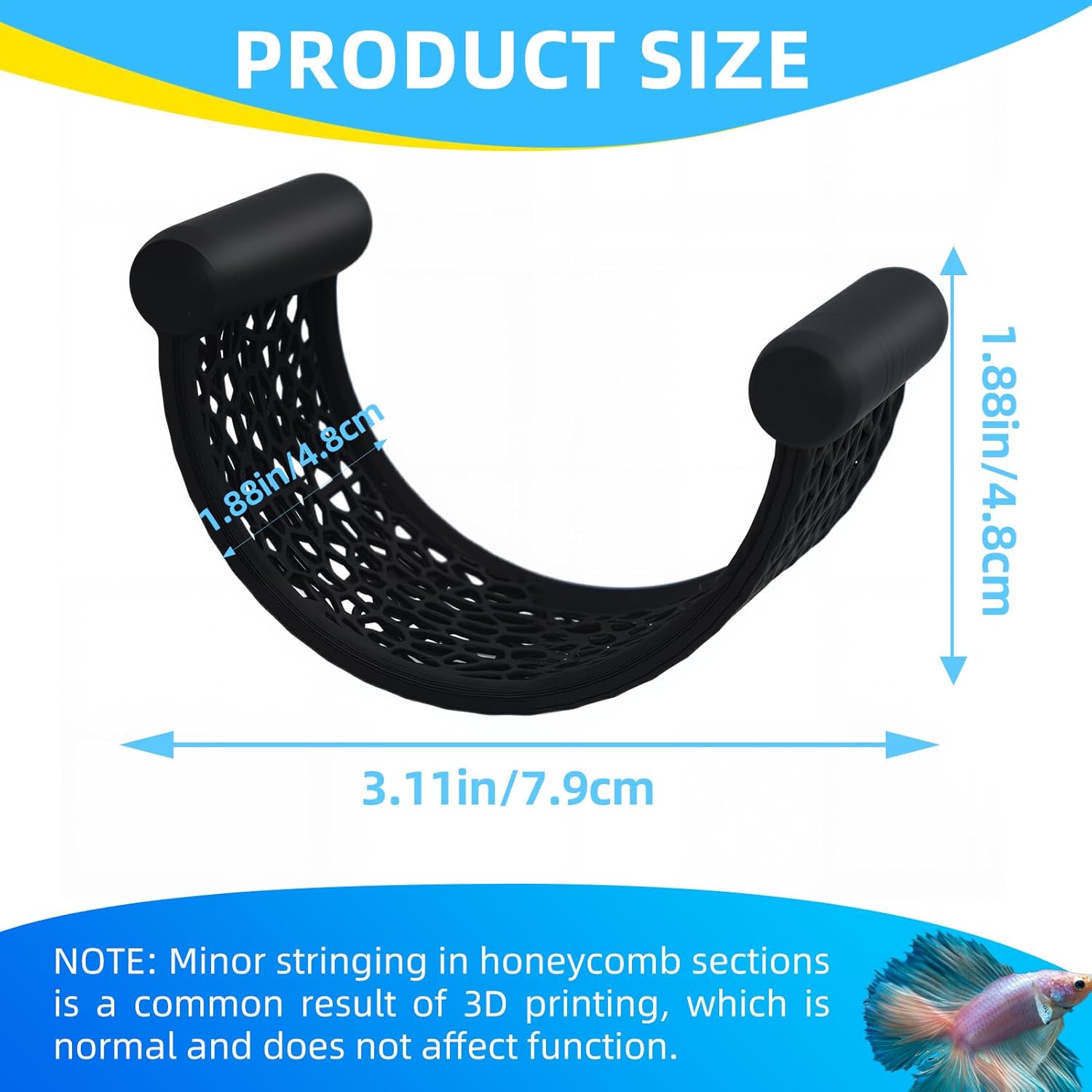 Black Betta Fish Hammock,Betta Fish Tank Accessories Decorations,Safe Floating Aquarium Rest Ledge for Bettas,Nano Fishs,Small Fish Shrimp (Black)