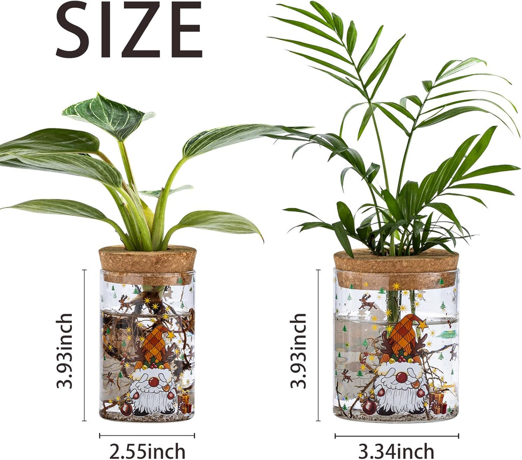 Christmas Vases, 2 Sizes Propagation Jars with Christmas Decorations Patterns, Desktop Glass Hydroponic Planter for Plant Cuttings, for Plant Lovers (6)