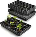 24 Cell Nursery Pots Trays (17"x11"x2") with Plastic Flat Seed Starter Trays, Durable Carrying Seedling Starter Tray, Reusable Planting Tray for Holding 2.7 inch Nursery Pots, 3 Sets Combo