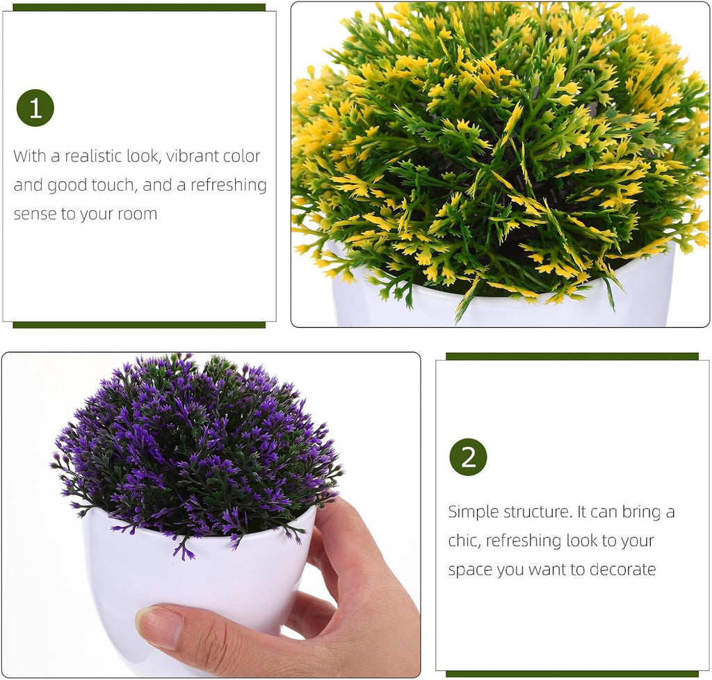 4Pcs Mini Faux Bonsai Plant Decor Artificial Succulent for Desktop Bookshelf Windowsill Decoration Vivid Realistic Greenery Ornament for Home Office
