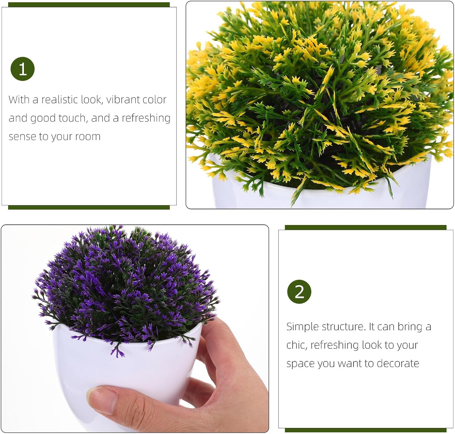 4Pcs Mini Faux Bonsai Plant Decor Artificial Succulent for Desktop Bookshelf Windowsill Decoration Vivid Realistic Greenery Ornament for Home Office