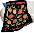 Just A Girl Who Loves Strawberries Throw Blanket Cute Strawberry Fruits Print Throw Blankets Gifts for Couch Sofa Bed Stuff Decor Soft Cozy Fleece Plush Warm Flannel Bedding for Lover 40"x50"