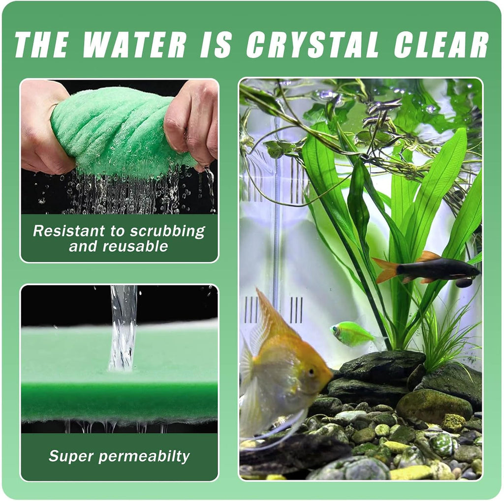 2PC Aquarium Filter Floss - 12" x 78" (6ft per roll) - Total 12ft - 1" Thick Premium Polyester Filter Pad for Fish Tank - Mechanical Filtration, Crystal Clear Water, Fits Most Filters(12ft)