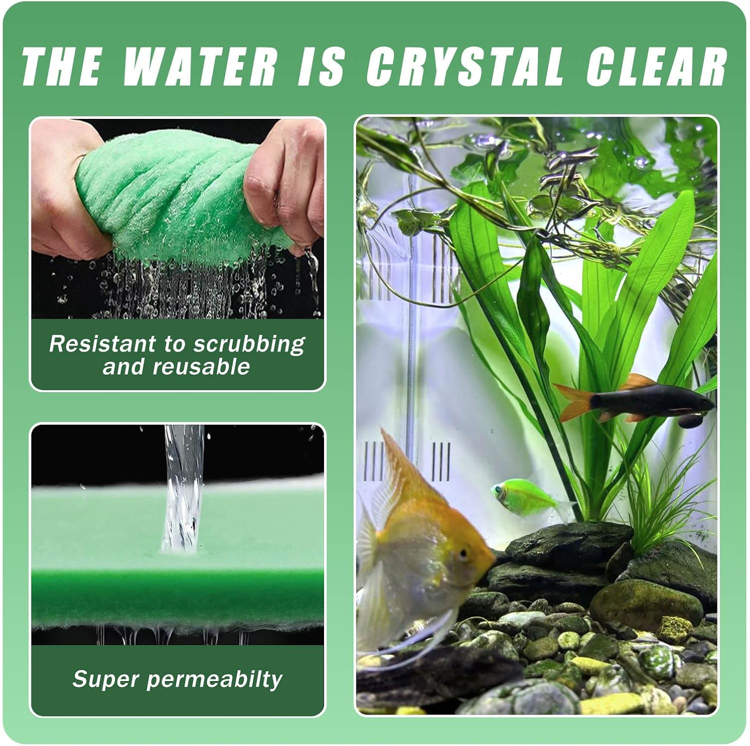 2PC Aquarium Filter Floss - 12" x 78" (6ft per roll) - Total 12ft - 1" Thick Premium Polyester Filter Pad for Fish Tank - Mechanical Filtration, Crystal Clear Water, Fits Most Filters(12ft)