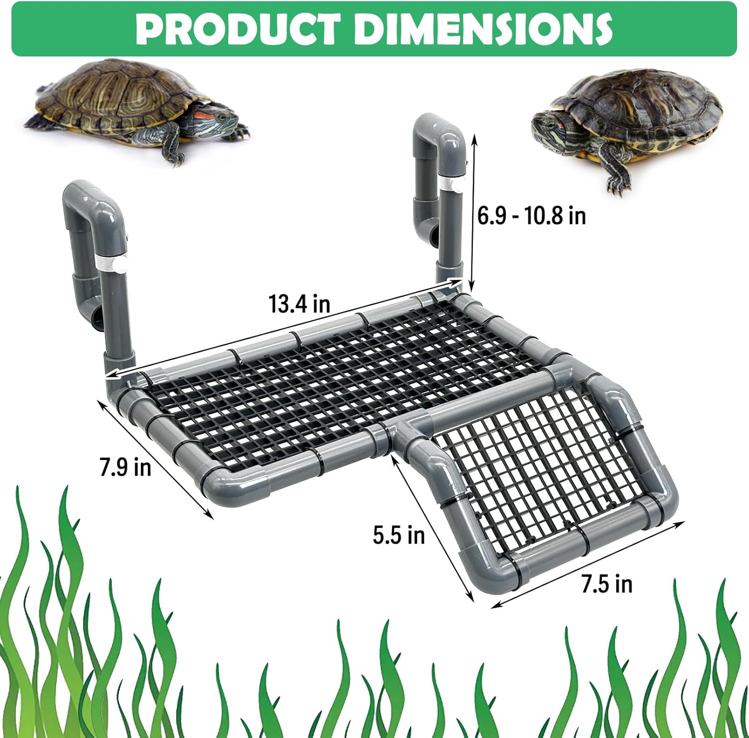 Fhiny Hanging Turtle Basking Platform, Plastic Turtle Dock Basking Area with Climbing Ramp Height Adjustable Tortoise Floating Dock Tortoise Tank Accessories Decor for Lizard Gecko Hermit Crab