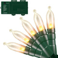 Christmas Lights with Timer Battery Operated String Lights 200 LED 8 Modes String Lights Clear Mini Light Set for Wedding Party Home Garden Wreath, Waterproof, Warm White