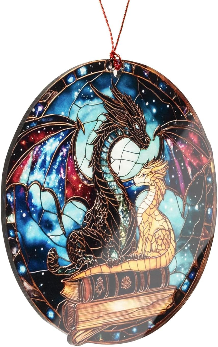 Book Dragon Christmas Ornaments 2025, Fantasy Book Lover Gifts, Gift for Book Lovers, Unique Dragon Gifts for Men & Women, Secret Santa Present, White Elephant Ornaments for Tree Lovers