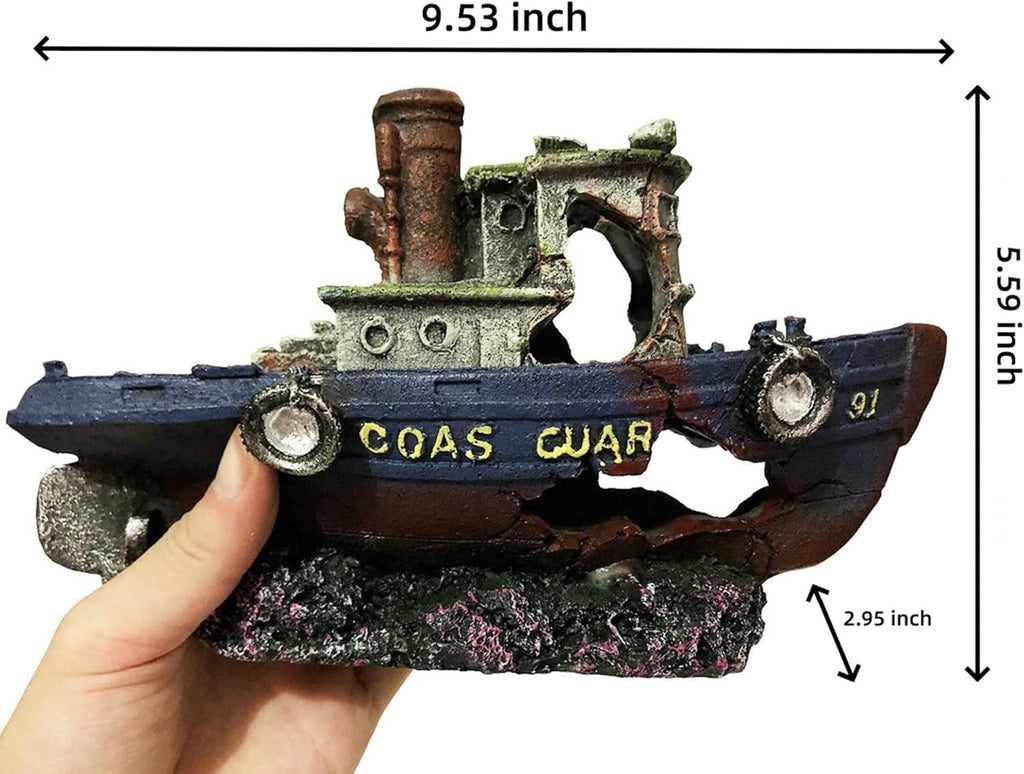 Lifelike Pirate Ship Aquarium Decor, Large Resin Shipwreck Ornament, Perfect Fish Tank Decoration