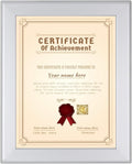 SnapeZo Certificate Frame 8.5x11, Silver, 1.25 Inch Aluminum Profile, Front-Loading Snap Frame, Wall Mounting, Professional Series