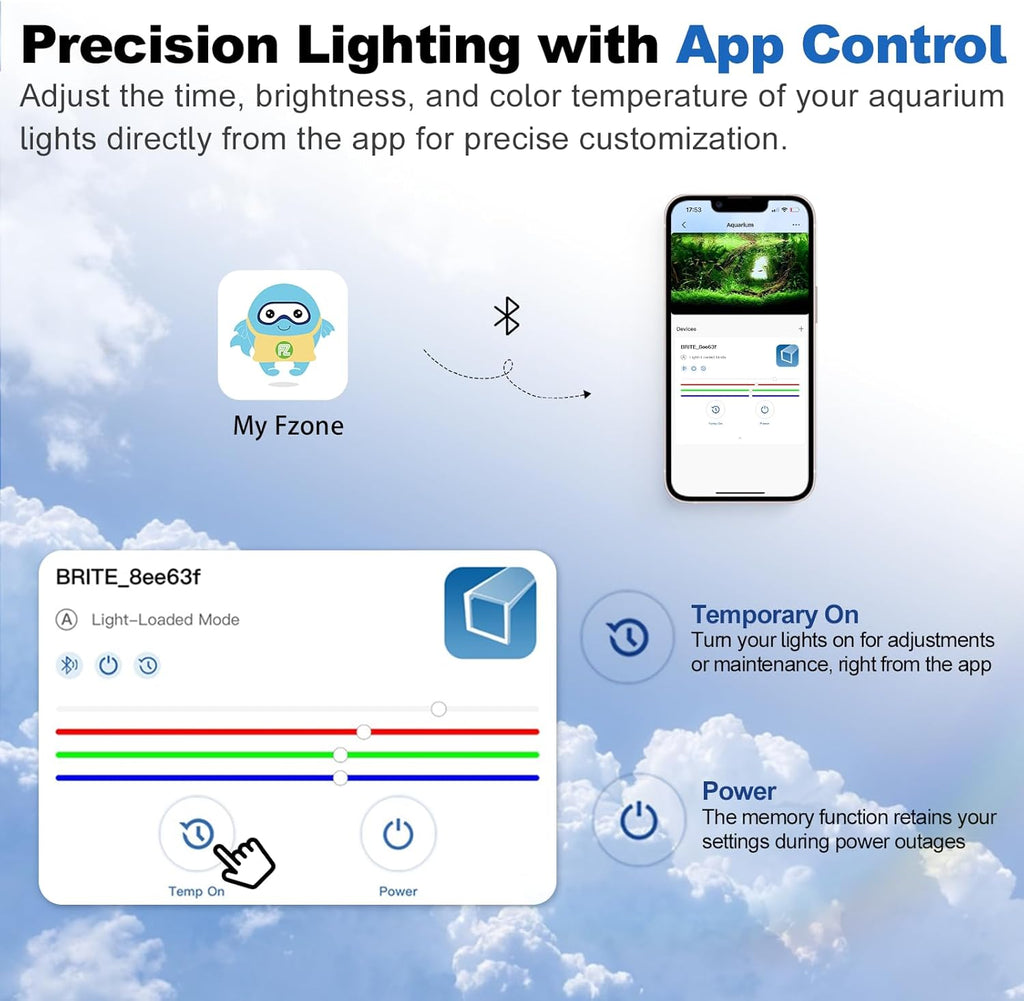 FZONE LED Aquarium Light with APP Control, Full Spectrum for 35-43" Planted Aquariums, Timer Sunrise/Sunset,60W (Light 90)