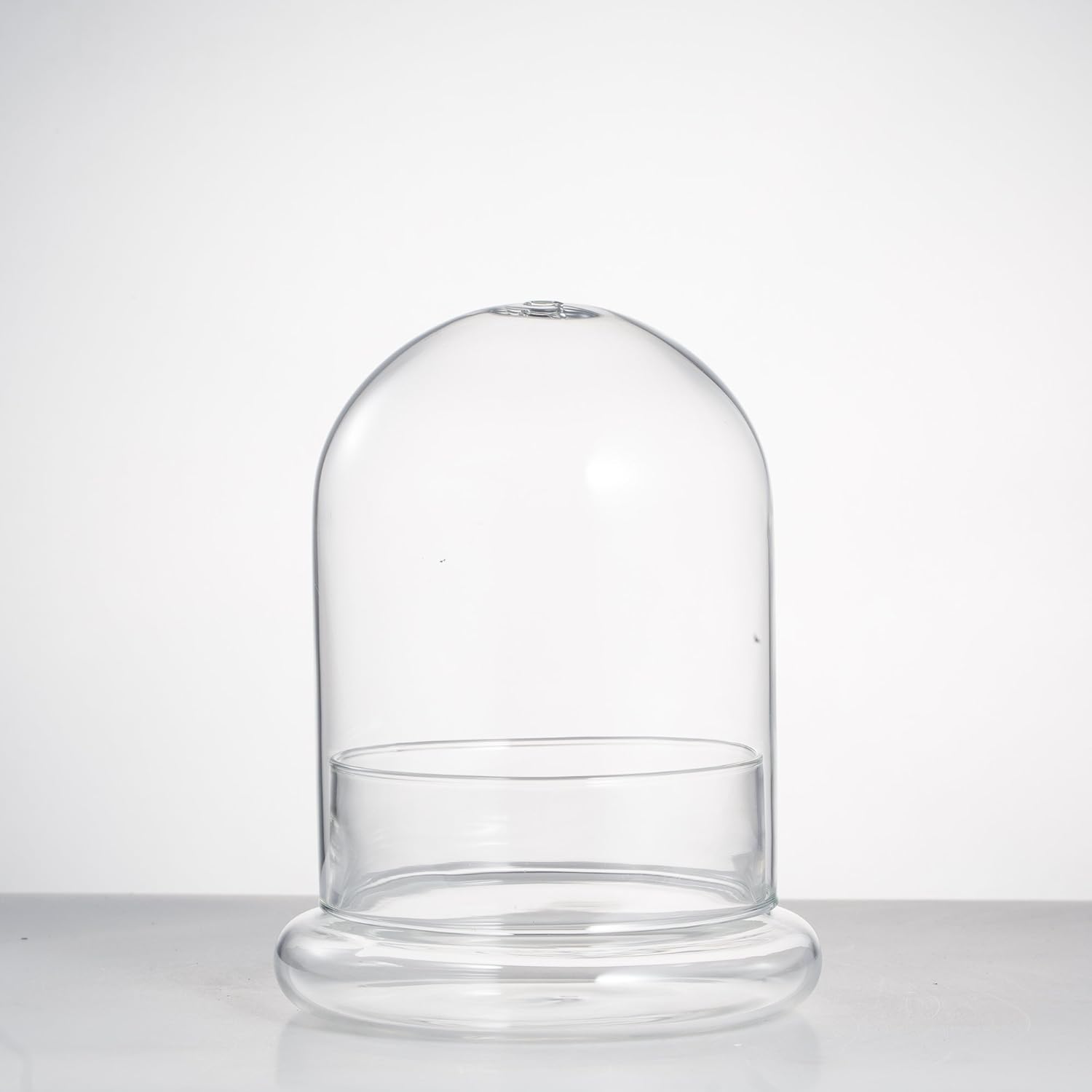 NCYP Small Clear Decorative Glass Terrarium Cloche with Air Hole - 4.7 x 4.7 x 6.3 Inches Glass Dome with Base for Miniature Succulents - Display Storage (No Plants Included)