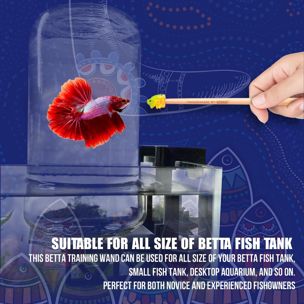KOIKA Fish Training Stick Toys Fish Tank Decor Betta Training Wand (Growth Bundle (2-Pack & Training Wand)