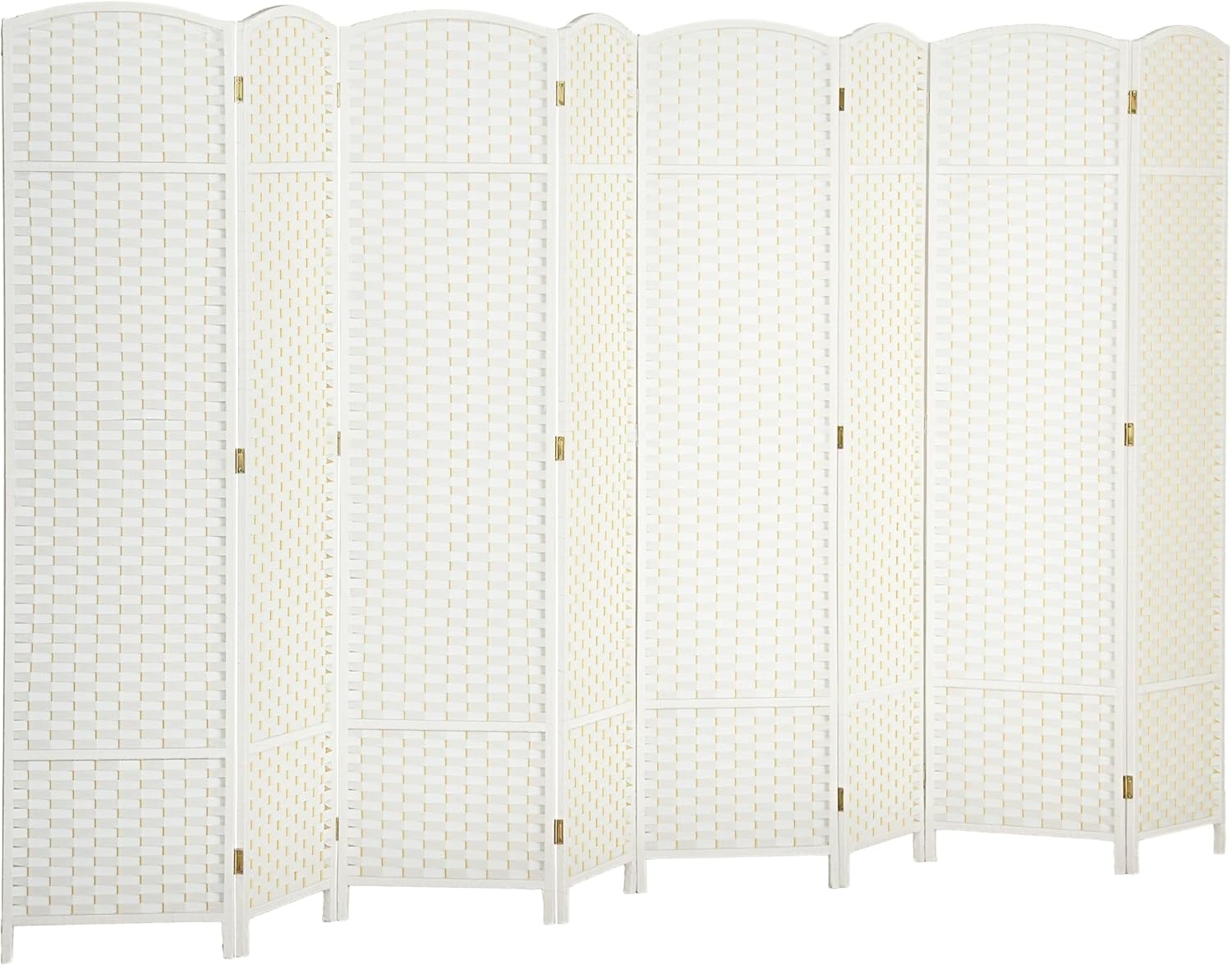 HOMCOM Room Divider, 8 Panel Folding Privacy Screen, 5.6' Tall Freestanding Wall Partition for Home Office, Bedroom, White