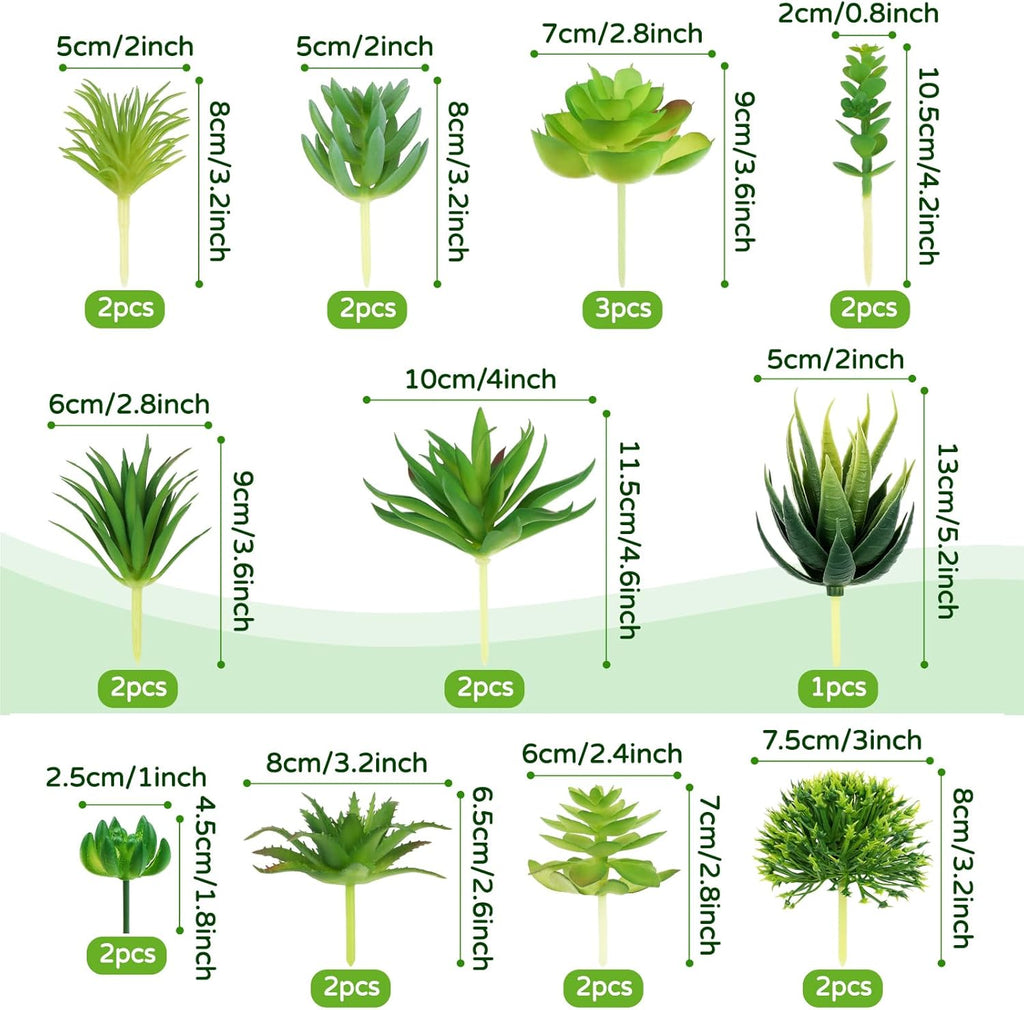 22pcs Artificial Succulents Realistic Mini Succulent Plants, Green Succulents Small Plants for DIY Crafting Garden Home Arrangement Office Decorations (Unpotted)