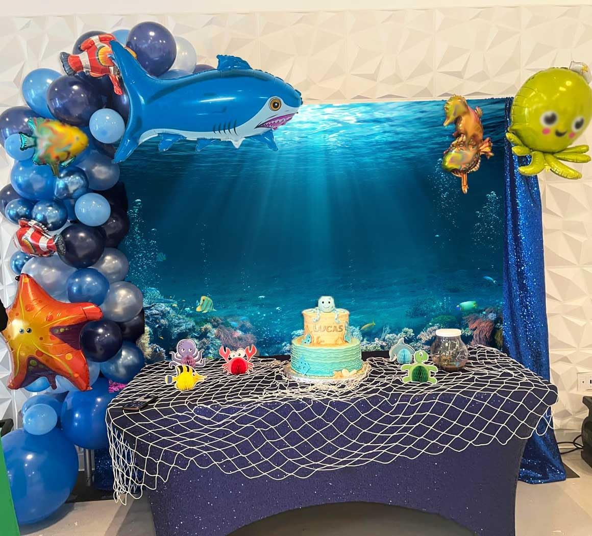 Sensfun 7x5ft Underwater World Backdrop Fabric Under The Sea Photography Backdrops Tropical Fish Coral Deep Ocean Sunlight Seabed Background Undersea Baby Shower Birthday Party Decoration Photo Props