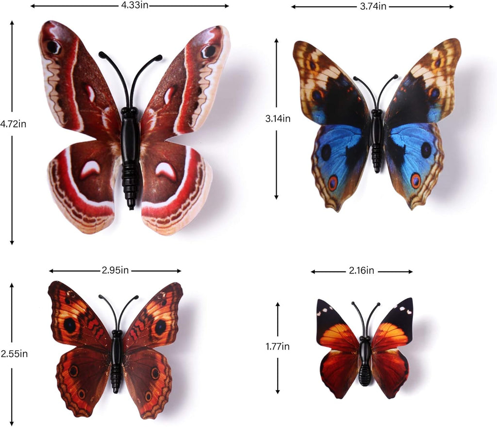 LiveGallery 72 PCS Brown Removable 3D DIY Beautiful Butterfly Wall Decals Colorful Butterflies Art Decor Wall Stickers Murals for Kids Baby Boy Girls Bedroom Classroom Offices (Brown)